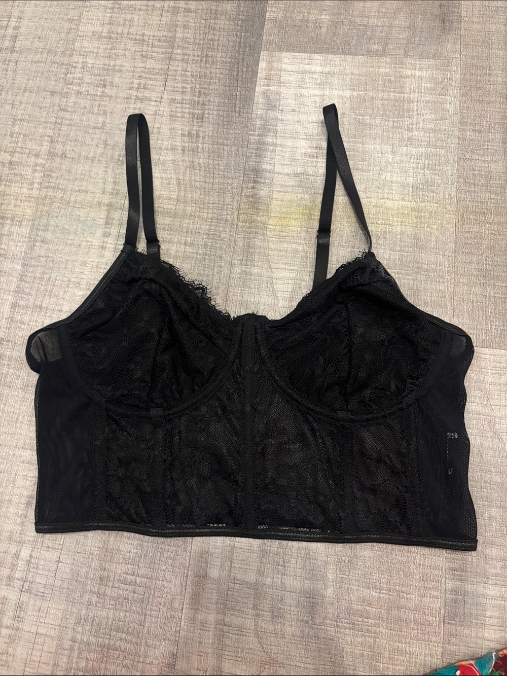 shein black lacy corset bralette